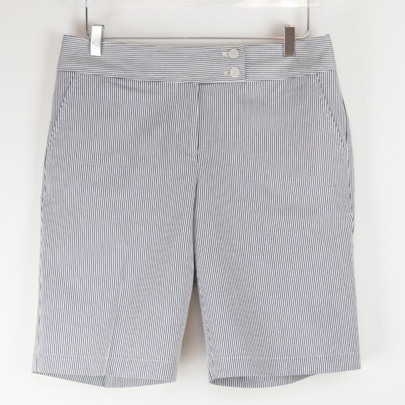 Talbots Pants - Talbots Seersucker Preppy Shorts Blue White Stripe Cotton Size 8 New